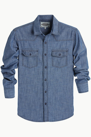 Indigo Denim Shirt with Bold Stitch