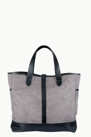 Faux Leather Detail Suede Tote Bag