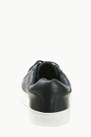 Faux Leather Lace Up Plimsolls