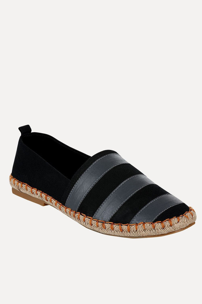 Black And Grey Stripe Espadrilles