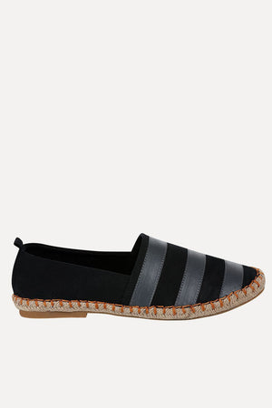 Black And Grey Stripe Espadrilles