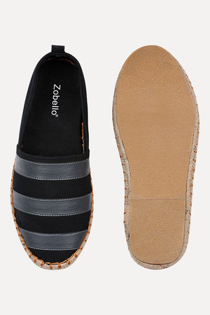 Black And Grey Stripe Espadrilles
