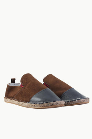 Faux Leather Top Suede Espadrilles
