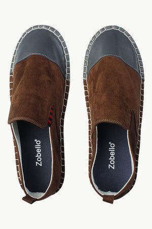 Faux Leather Top Suede Espadrilles