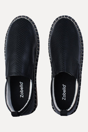 Textured Faux Leather Espadrilles