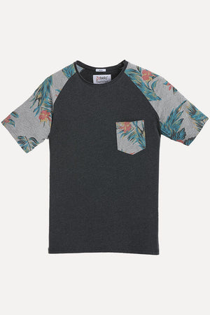 Raglan Tee With Floral Printed Block
