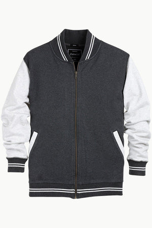 Full Zipper Charcoal Varsity Jacket
