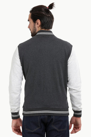 Full Zipper Charcoal Varsity Jacket