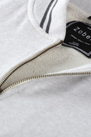 Full Zipper Oatmeal Varsity Jacket
