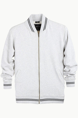 Full Zipper Oatmeal Varsity Jacket