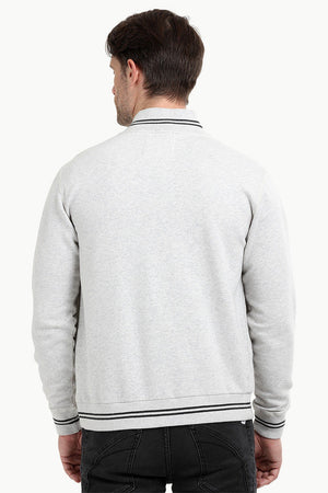 Full Zipper Oatmeal Varsity Jacket