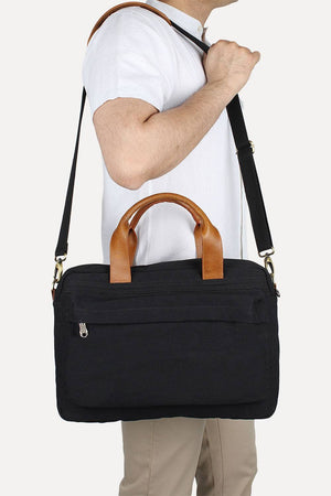 Solid Canvas Laptop Bag With Sling