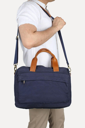 Solid Canvas Laptop Bag With Sling