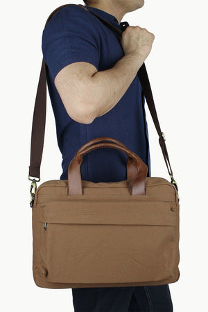 Solid Canvas Laptop Bag With Sling