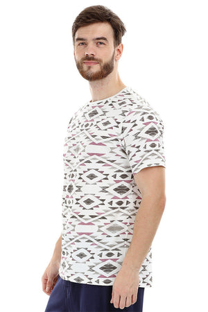Geometric Print Crew Knit T-Shirt
