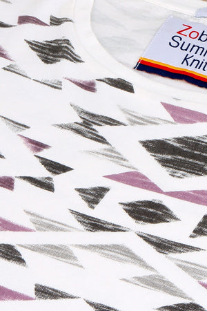 Geometric Print Crew Knit T-Shirt