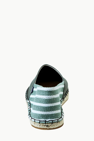 Green Canvas Striped Heel Espadrilles