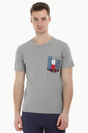 Grey Contrast Pocket T-Shirt