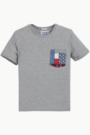 Grey Contrast Pocket T-Shirt
