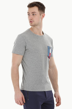 Grey Contrast Pocket T-Shirt