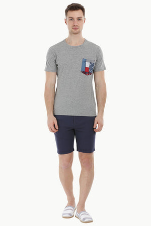 Grey Contrast Pocket T-Shirt