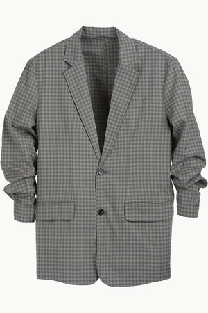 Grey Gingham Check Casual Blazer