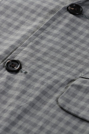 Grey Gingham Check Casual Blazer