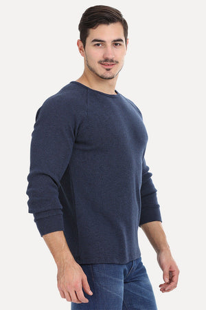 Solid Ribbed Heather Crew