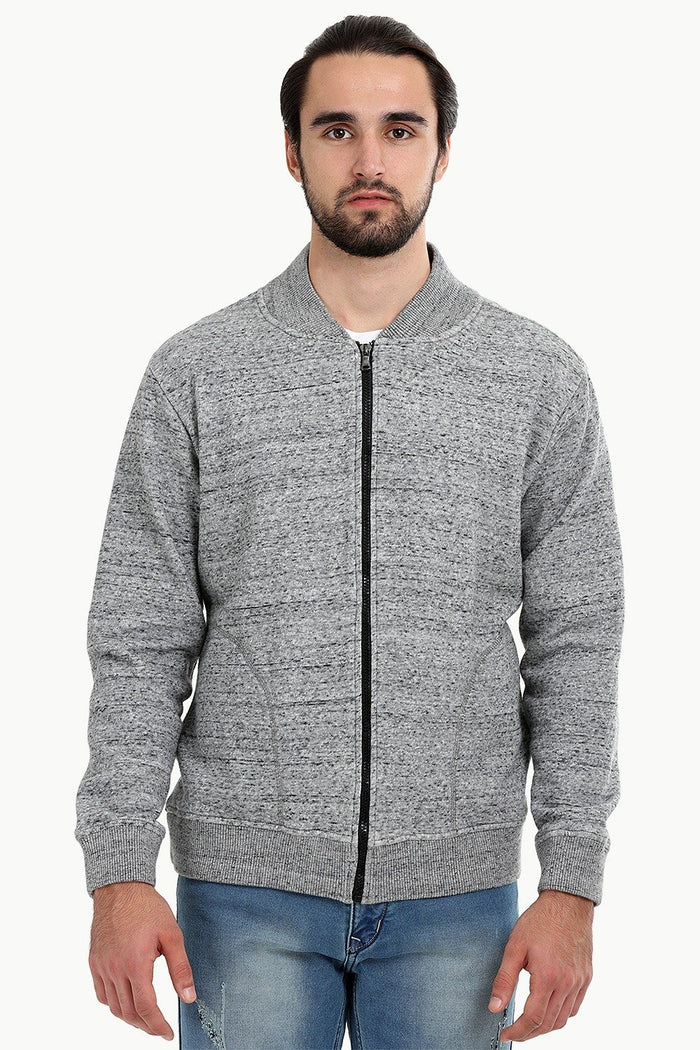 Heather Grey Zipper Fleece Jacket