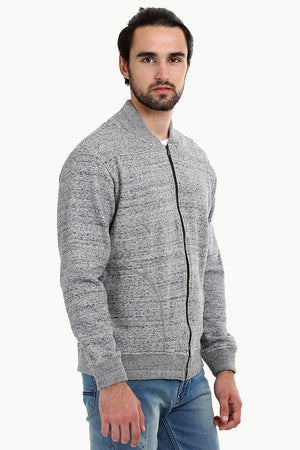 Heather Grey Zipper Fleece Jacket