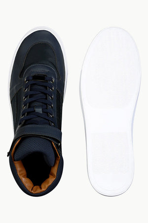 High Ankle Navy Lace-up Plimsolls