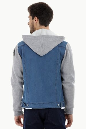 Knit Sleeves Denim Jacket