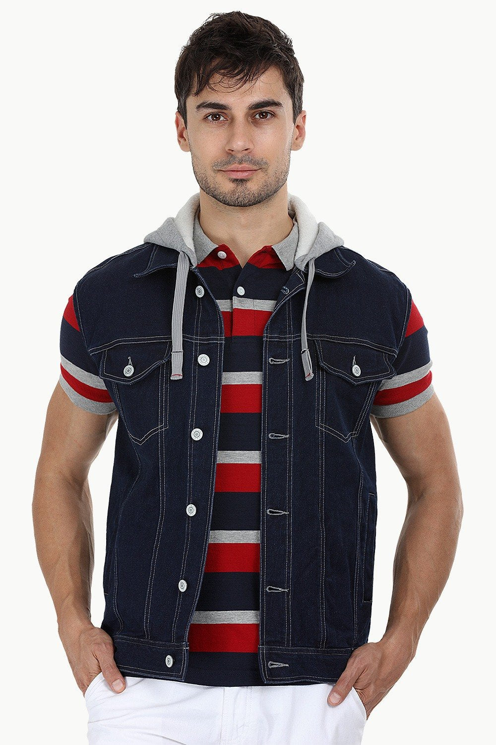 Lavnis Men's Hoodie Denim Vest Casual Slim Fit India | Ubuy