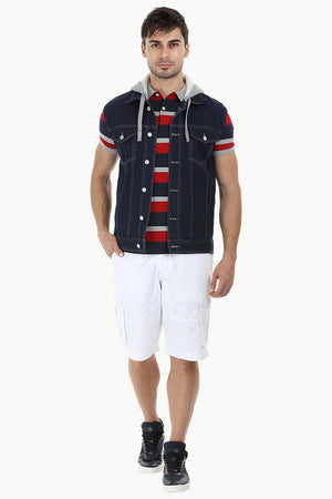 Hooded Sleeveless Denim Jacket
