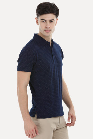 Printed Indigo Polo T-Shirt