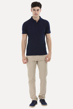 Printed Indigo Polo T-Shirt