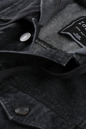 Knit Sleeves Denim Hooded Jacket