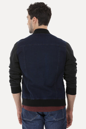 Knitted sleeve bomber discount jacket