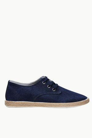 Lace Up Solid Indigo Denim Espadrilles