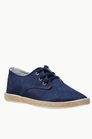 Lace Up Solid Indigo Denim Espadrilles