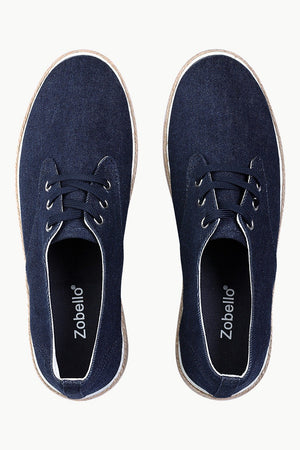 Lace Up Solid Indigo Denim Espadrilles