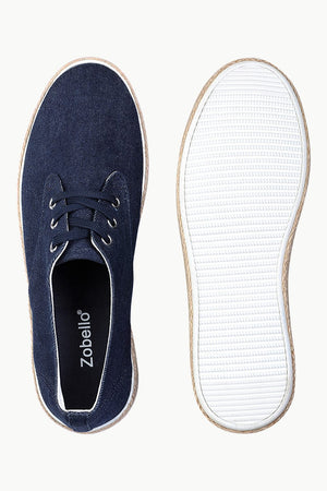 Lace Up Solid Indigo Denim Espadrilles