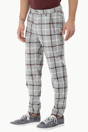 Lightweight Plaid Cuff Jogger Pants