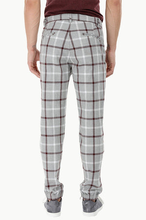Lightweight Plaid Cuff Jogger Pants