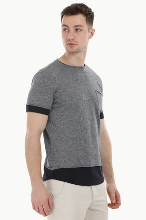Long Line Navy Heather T-shirt