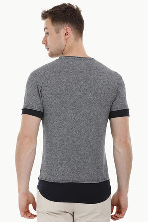 Long Line Navy Heather T-shirt