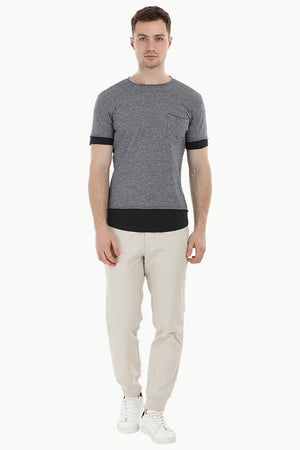 Long Line Navy Heather T-shirt