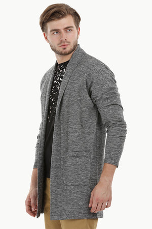 Longline Open Grey Cardigan
