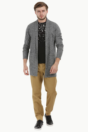 Longline Open Grey Cardigan