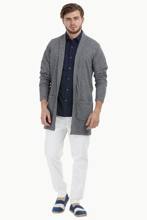 Longline Open Navy Cardigan